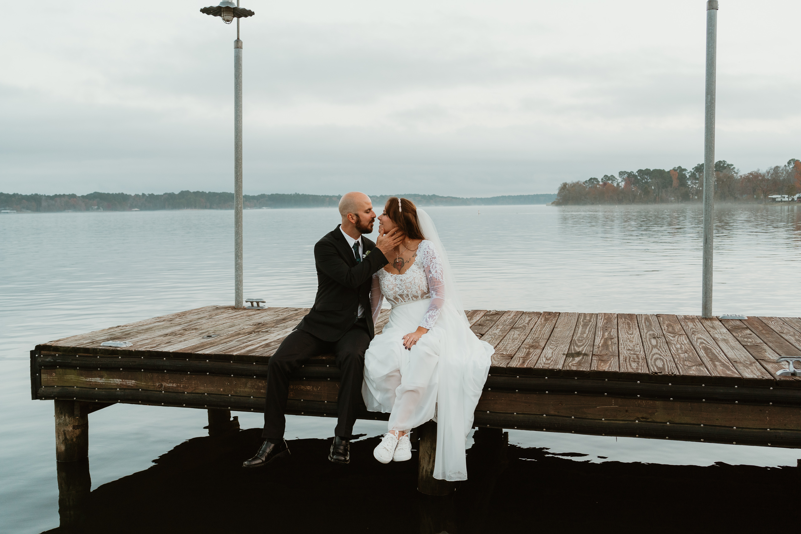 Sunset portraits at The Boulders at Lake Tyler by a Colorado-based wedding photographer.